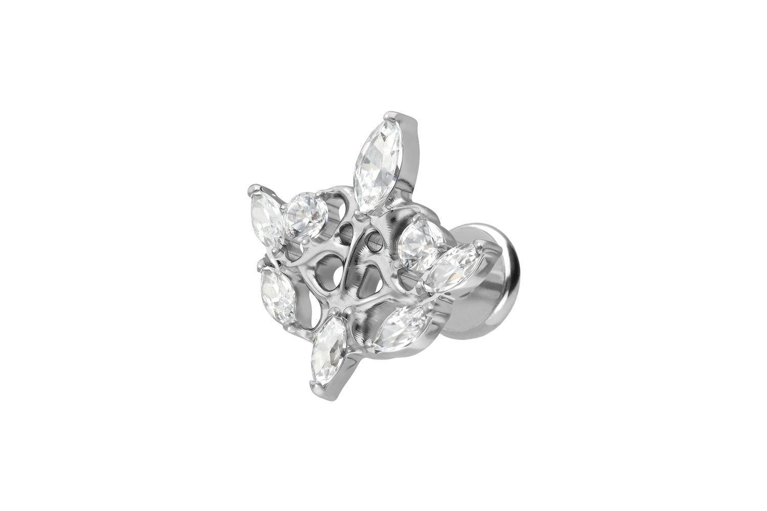 Titan Labret Piercing mit Push Fit GOTISCHES DESIGN